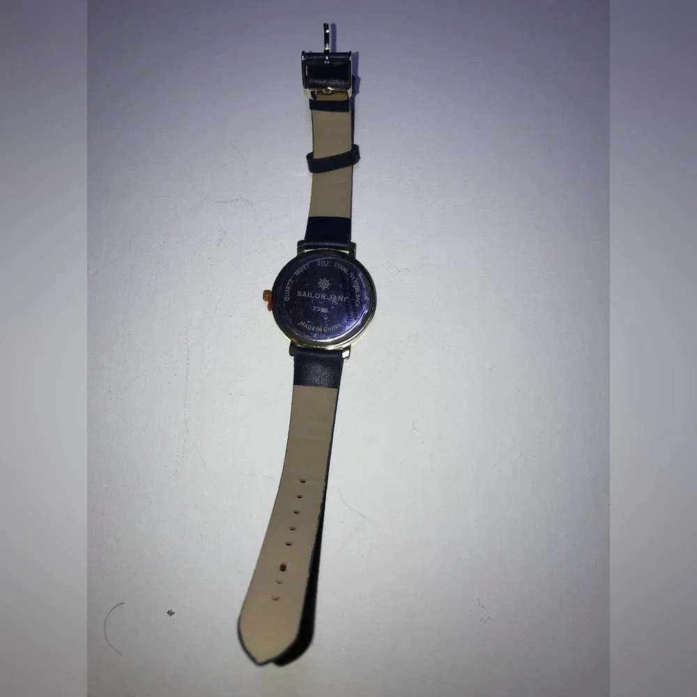 Ladies Sailor Jane Gold Tone Blue Faux Leather Cruise Ship Face Watch 7396 G6 - Picture 3 of 6